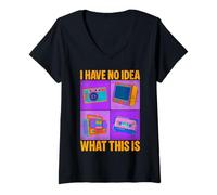 Women's I Have No Idea What This is 80s 90s Funny Gen Z Humor V-Neck T-Shirt
