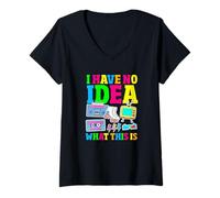 Women's I Have No Idea What This is Funny Retro 80s 90s Sarcastic V-Neck T-Shirt