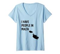 Women's I Have People in Malta V-Neck T-Shirt