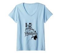 Women's I Have People in the Philippines Country Silhouette V-Neck T-Shirt