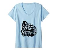 Women's I Have People in Uruguay Country Silhouette V-Neck T-Shirt