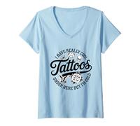 Womens I Have Really Cool Tattoos Under Here But I'm Cold Funny V-Neck T-Shirt