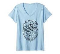 Women's I Have Really Cool Tattoos Under Here But I'm Cold Funny V-Neck T-Shirt