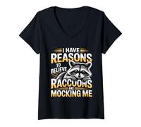 Womens I Have Reasons to Believe Raccoons are Mocking Me - V-Neck T-Shirt