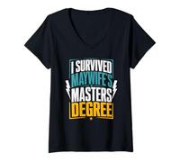 Women's I Have Survived My Wife s Masters Degree V-Neck T-Shirt