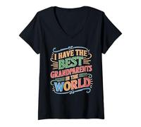 Womens I Have The Best Grandparents In The World Grandchild V-Neck T-Shirt