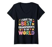 Womens I Have The Best Grandparents in The World Grandchild - V-Neck T-Shirt
