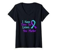 Womens I Have Time to Listen - Suicide Prevention Awareness V-Neck T-Shirt