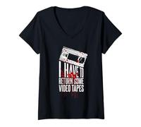 Womens I have to return some Video Tapes Quote V-Neck T-Shirt