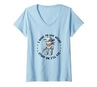 Womens i Have to say Weird Stuff or I'll die Funny Frog Democracy V-Neck T-Shirt