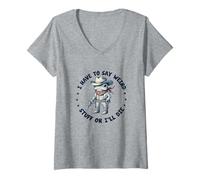Womens i Have to say Weird Stuff or I'll die Funny Frog Democracy V-Neck T-Shirt