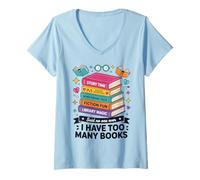 Women's I Have Too Many Books Story Time Reading Adventures V-Neck T-Shirt