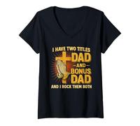Womens I Have Two Titles Dad & Papa I Rock Them Both - Prayer Shirt V-Neck T-Shirt