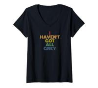 Women's I Haven't Got All Grey Repeat Funny UFO Sci-Fi Pun V-Neck T-Shirt