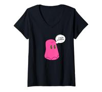 Womens I Hear Pudding Pink ElleFoot With Green Eyes V-Neck T-Shirt