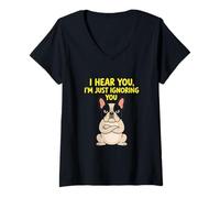 Women's I Hear You I'm Just Judging You Frenchie Humor V-Neck T-Shirt