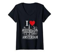 Women's I Heart Amsterdam I Love Amsterdam Souvenir V-Neck T-Shirt
