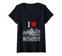 Women's I Heart Budapest I Love Budapest Souvenir V-Neck T-Shirt
