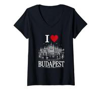 Women's I Heart Budapest I Love Budapest Souvenir V-Neck T-Shirt