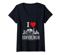 Women's I Heart Edinburgh I Love Edinburgh Souvenir V-Neck T-Shirt