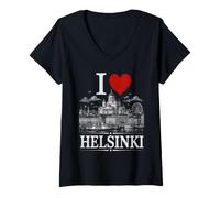 Women's I Heart Helsinki I Love Helsinki Souvenir V-Neck T-Shirt