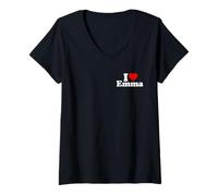 Women's I Heart Love Emma Name ON A TEE V-Neck T-Shirt