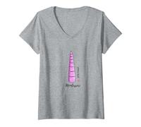 Womens I Heart Montessori - Pink Tower V-Neck T-Shirt