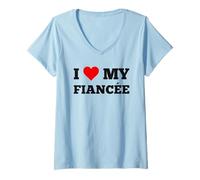 Women's I Heart My Fiancée - Red Love Heart - Matching Design V-Neck T-Shirt