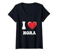 Womens I Heart Nora First Name I Love Personalized Stuff V-Neck T-Shirt