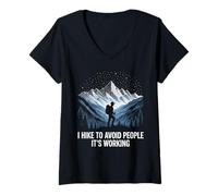 Women's I Hike to Avoid People Its Working Funny Hiking Introvert V-Neck T-Shirt