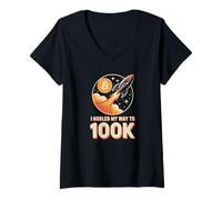 Womens I HODLed my way to 100k bitcoin, HODL bitcoin crypto V-Neck T-Shirt