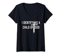 Womens I Identify As A Child of God Christian Funny for Men Women V-Neck T-Shirt