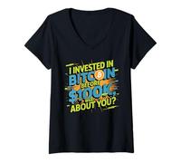 Womens I invested in bitcoin before 100k, HODL bitcoin crypto V-Neck T-Shirt
