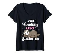 Women's I Just Freaking Love Sloths. Ok V-Neck T-Shirt
