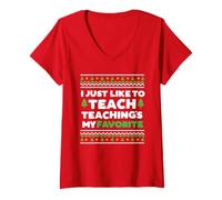 Womens I Just Like to Teach Teachings My Favorite Christmas Teache V-Neck T-Shirt
