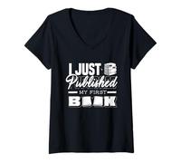 Women's I Just Published My First Book Published Author Novelist V-Neck T-Shirt