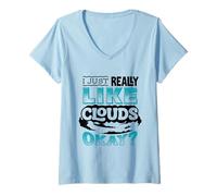 Women's I Just Really Like Clouds Okay Weatherman V-Neck T-Shirt