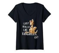 Womens I Just Really Like Kangaroos OK Funky Kangaroo Illustration V-Neck T-Shirt