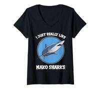 Womens I just Really Like Mako Sharks Mako Shark V-Neck T-Shirt