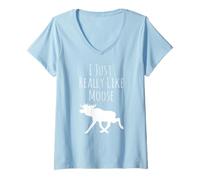 Womens I Just Really Like Moose, Ok? Love Moose Traveling V-Neck T-Shirt