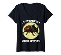Womens I just Really Like Rhino Beetles Rhino Beetle V-Neck T-Shirt