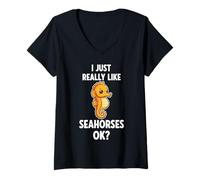 Womens I Just Really Like Seahorses Ok V-Neck T-Shirt