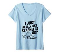 Womens I Just Really Like Seashells OK? V-Neck T-Shirt