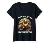 Womens I just Really Like Snapping Turtles. Snapping Turtle V-Neck T-Shirt