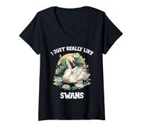 Womens I just Really Like Swans. Swans Swan V-Neck T-Shirt