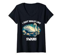 Womens I just Really Like Swans. Swans Swan V-Neck T-Shirt