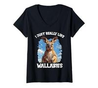 Womens I just Really Like Wallabies. Wallabies Wallaby V-Neck T-Shirt