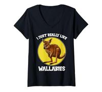 Womens I just Really Like Wallabies Wallaby V-Neck T-Shirt
