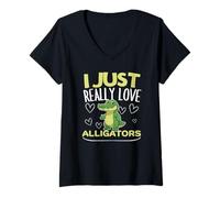 Women's I Just Really Love Alligators Funny Gators V-Neck T-Shirt