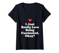 Women's I Just Really Love Being Fascinated Okay Curious Science Fun V-Neck T-Shirt